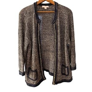 Heathered Blue/Gray Chain Accent Cardigan